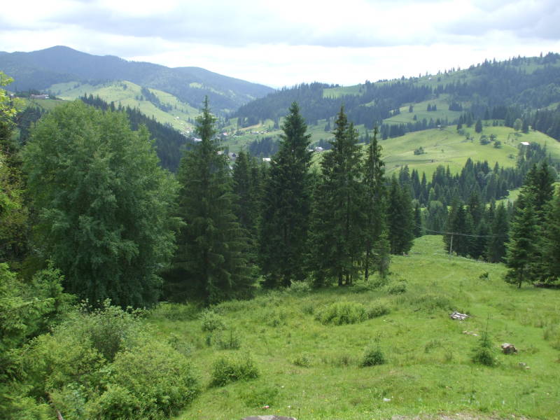 View from a highway through the Carpathian mountains in northern Romania.