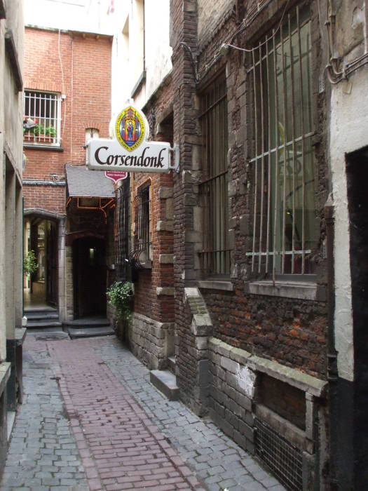 Entrance to the Au Bon Vieux Temps cafe in Brussels.