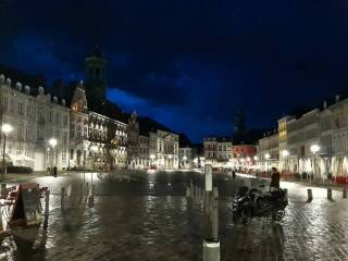 Town square in Mons in the evening.