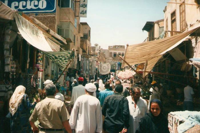 Egyptian market scene in Aswan.