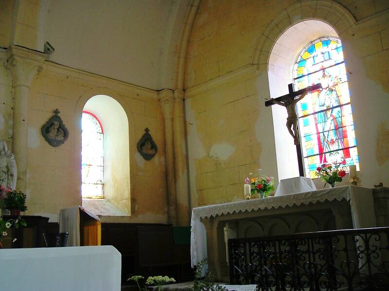 Altar inside the church at the center of the small village of Saint-Bouize.