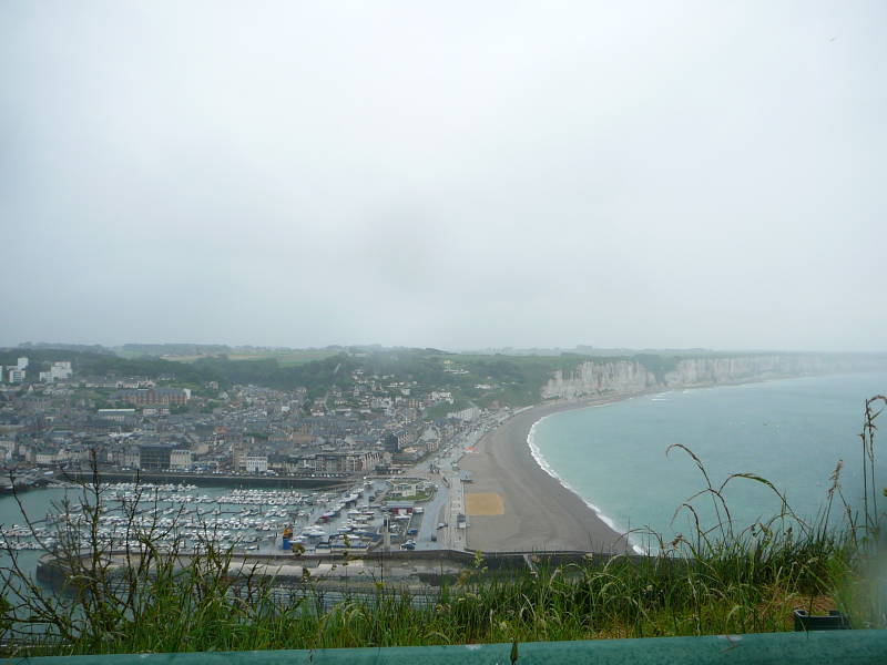 Fécamp harbor as seen from the chalk cliffs of Cape Fagnet.