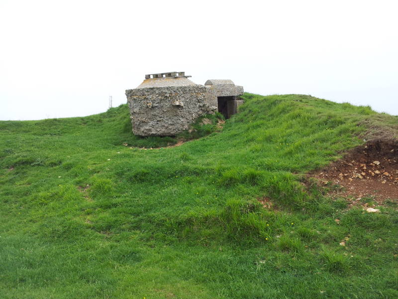 German Ringstände or Tobruk machine gun post on the chalk cliffs above Fécamp.