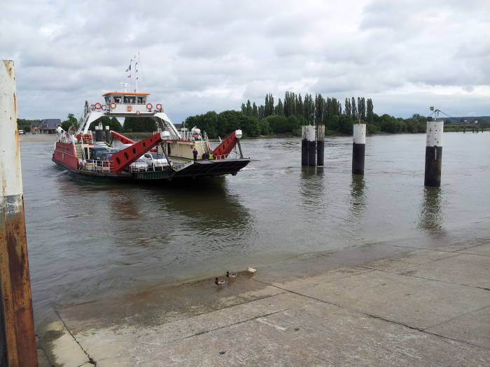 Ferry crossing the Seine river at Duclair.