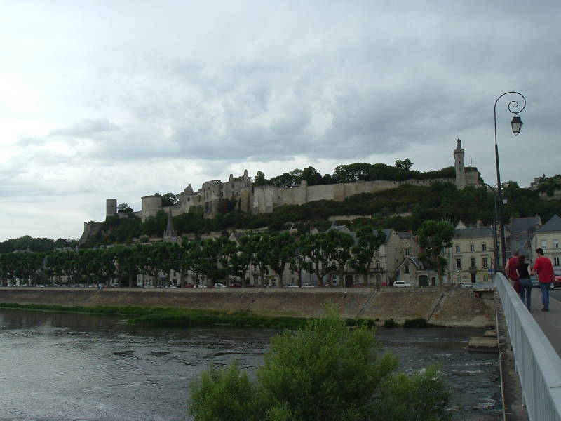 Chinon, where in 1429 Jeanne d'Arc (or Joan of Arc) greeted Charles, who was still officially just the Dauphin, and addressed him as King.