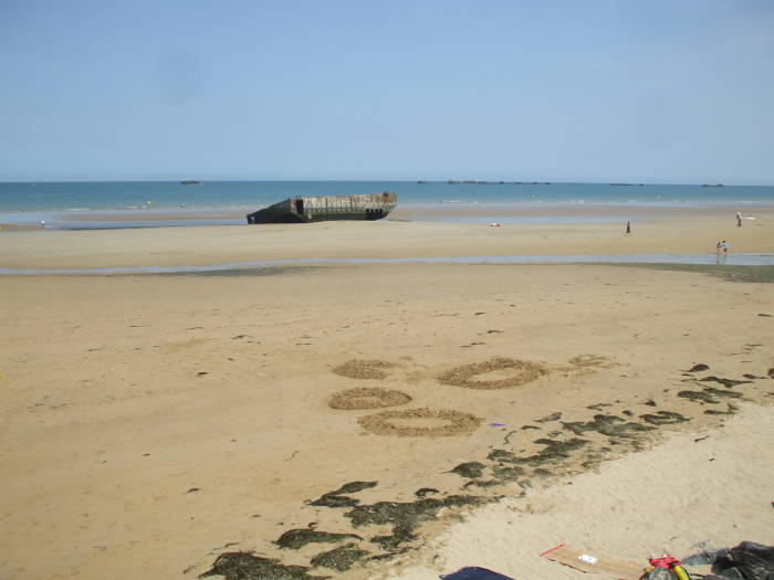 'Mulberry' artificial harbor components at Arromanches, used after D-Day to land the Allied forces.