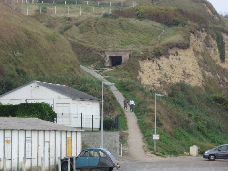 German gun site overlooking D-Day landing zone on Omaha Beach.