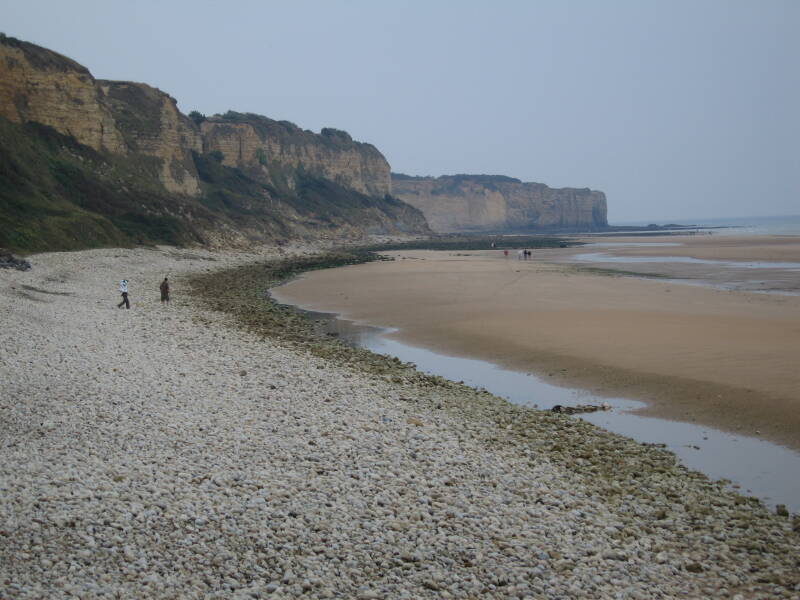 View west from Omaha Beach at Vierville-sur-Mer toward Pointe du Hoc.