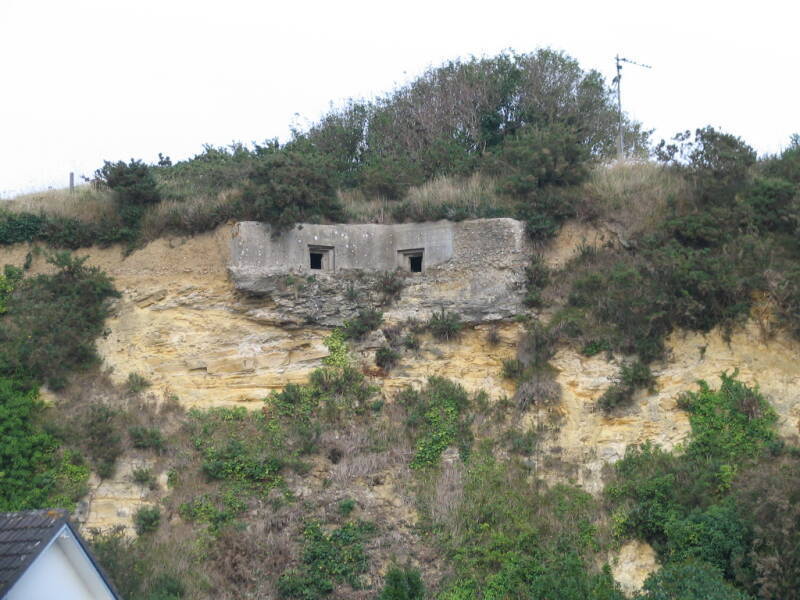 German gun site overlooking D-Day landing zone on Omaha Beach.