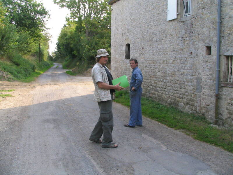 Brécourt Manor, just inland of Utah Beach. Asking a French farmer for directions.