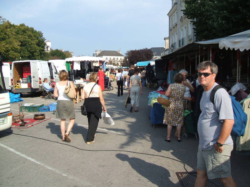 Tim at the Carentan market, in Normandy.