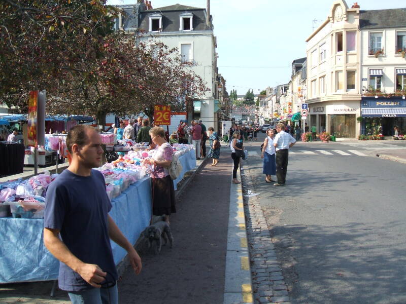 At the Carentan market, in Normandy.