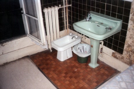 The plumbing in a room just like Jim Morrison's room at l'Hôtel de Médicis in Paris: the sink, bidet, and radiator.