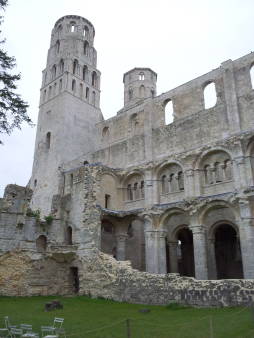 Façade of Jumièges Abbey in Normandy.