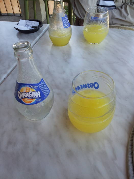 Refreshing Orangina in Roussillon.