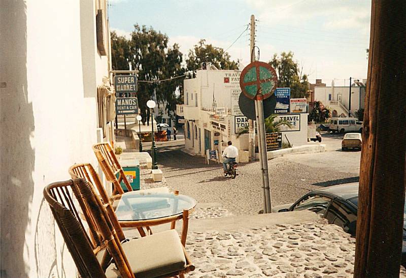 Corner Crepes, a small cafe in Fira, the main town of Santorini.