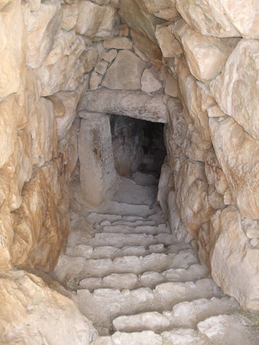 Underground passageway to the cistern at the ancient site of Mycenae.