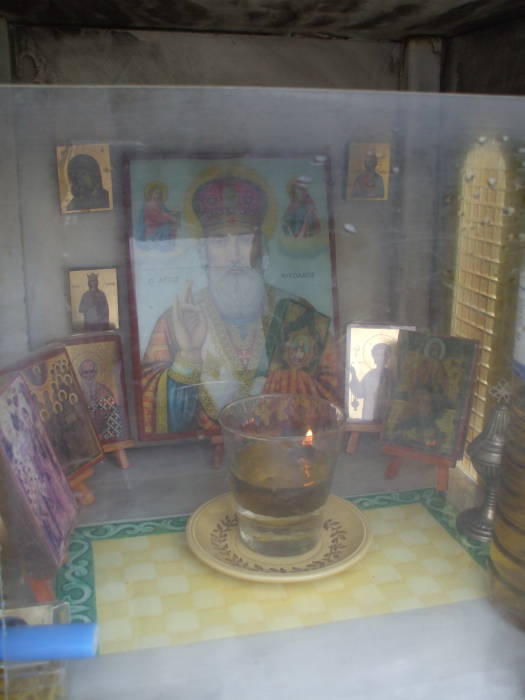 Interior of Greek Orthodox shrine at Meteora.