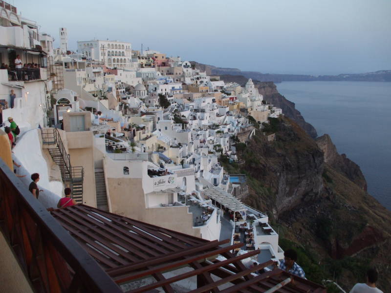 Sunset over the Santorini caldera.