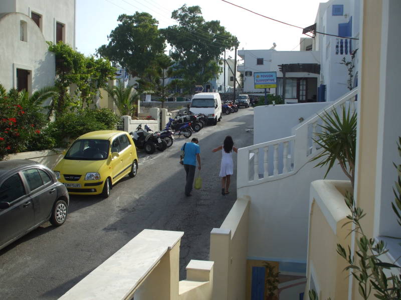 Walking from Pension Petros, a nice small hotel to the center of Fira, the main town of Santorini.