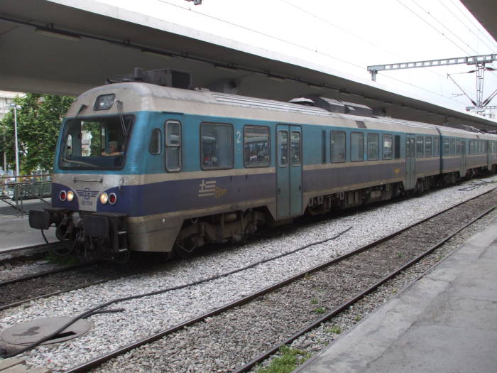 Passenger train at the Thessaloniki station.