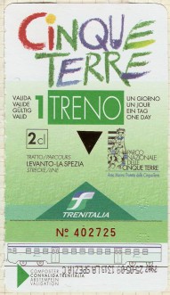 Ticket for unlimited travel on the Cinque Terre region trains and foot paths.