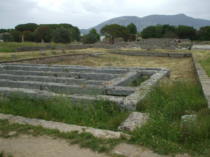 Supports for raised and heated floors in public baths in Paestum, south of Salerno, Italy.