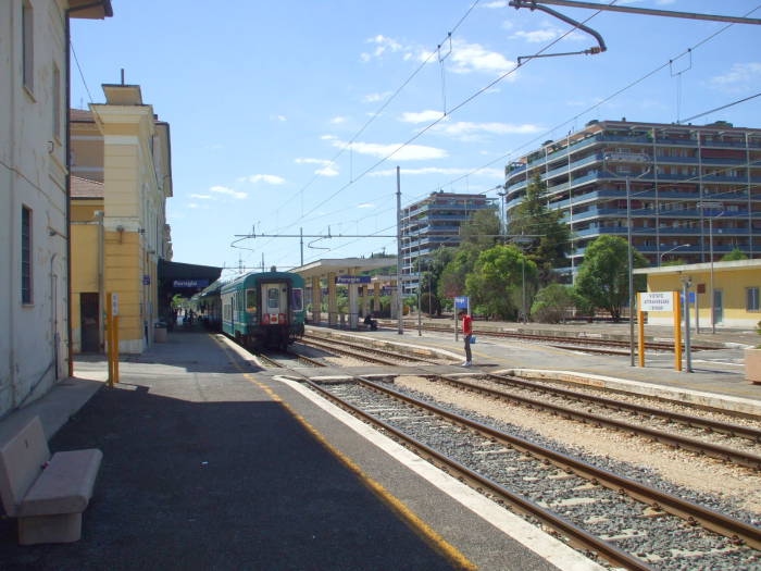 Italian passenger train at the Perugia station.