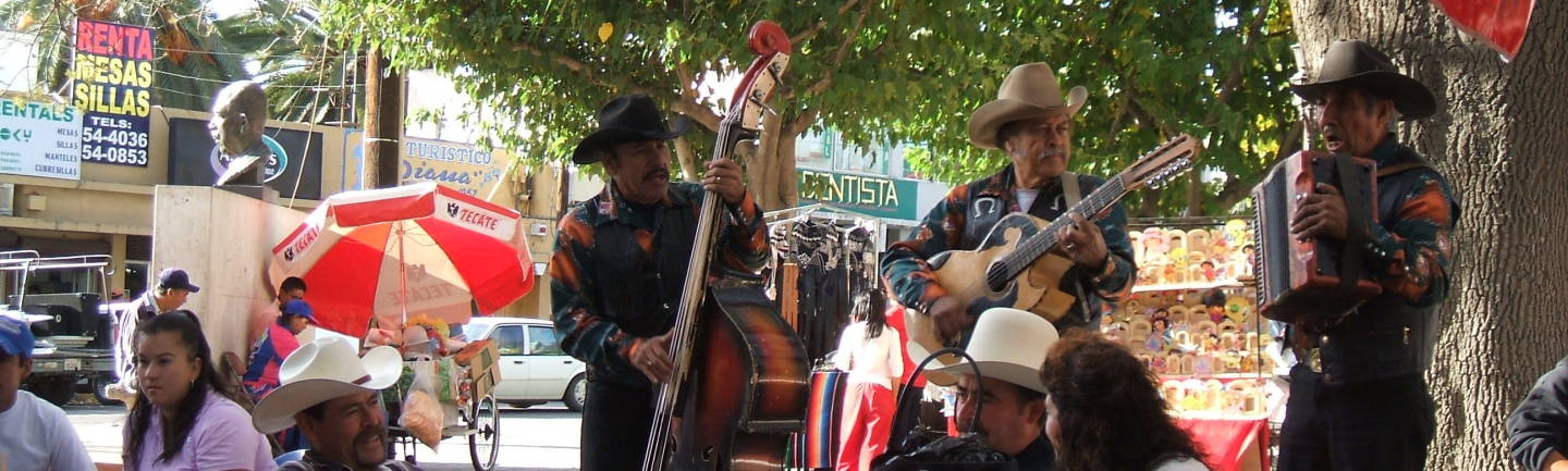 Mariachis on the zocalo in Tecate.