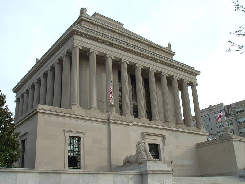 Freemason House of the Temple in Washington DC, as in 'The Lost Symbol' by Dan Brown, exterior view, Masonic sights as seen by an unworthy Cowan.