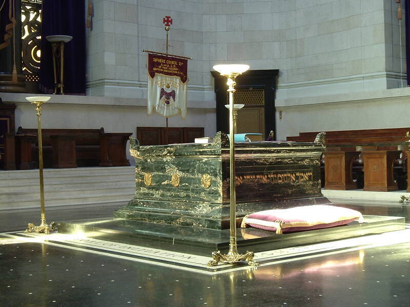 Freemason House of the Temple in Washington DC, as in 'The Lost Symbol' by Dan Brown, main Masonic altar in the main ceremony room.