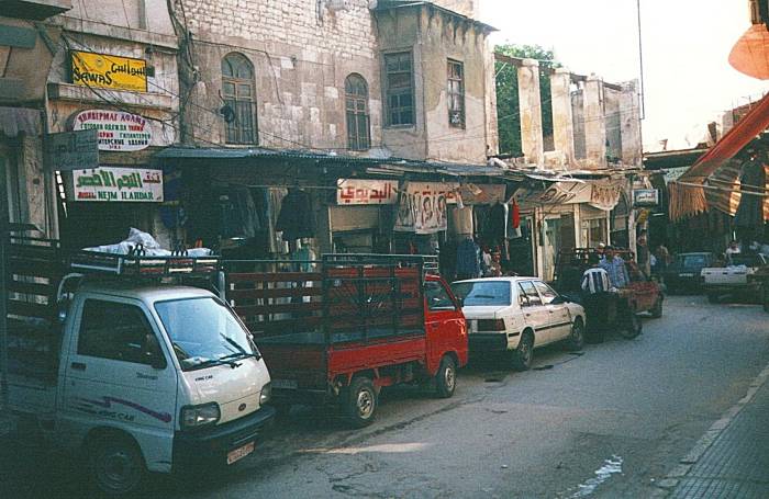 Entrance to the Hotel Najem Akhdar in the Russian and Armenian bazaar in Aleppo, Syria.