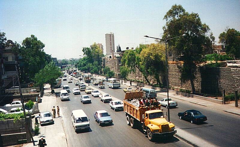 Inner ring road around the Old City of Damascus, Syria.