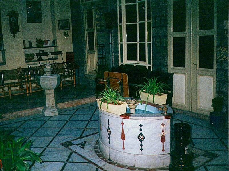 Fountain in the courtyard of the Al Haramain hotel, Damascus.