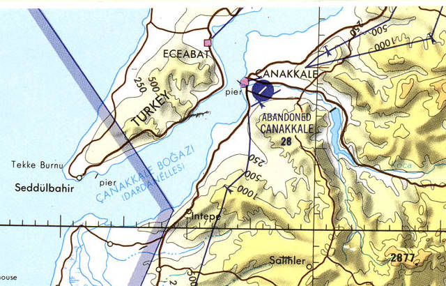 Portion of U.S. military aviation chart TPC G-3B from https://www.lib.utexas.edu/maps/