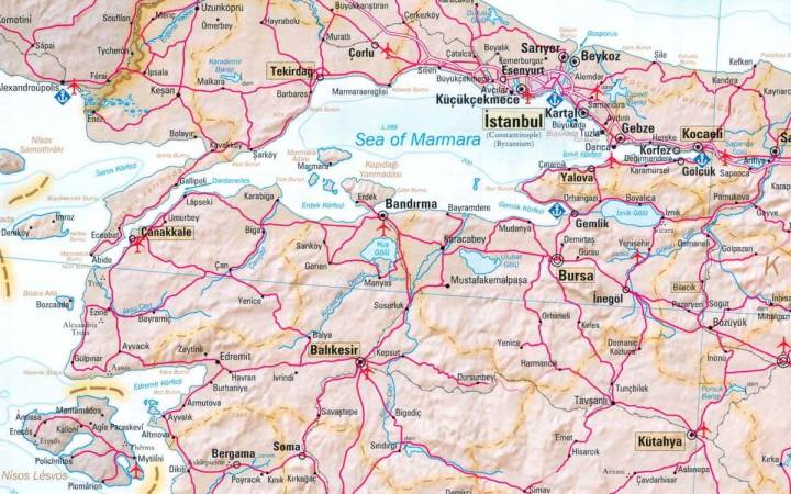 CIA map of the Sea of Marmara and Dardanelles.