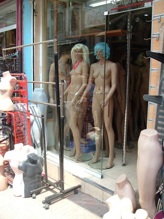 A manniquin shop along Uzuncarsi Caddesi (Longmarket Street) near the Grand Bazaar in Istanbul.