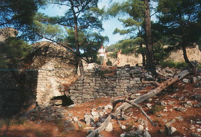 Byzantine monastery ruins in the Turkish mountains.