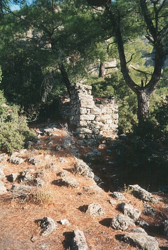 Byzantine monastery ruins in the Turkish mountains.