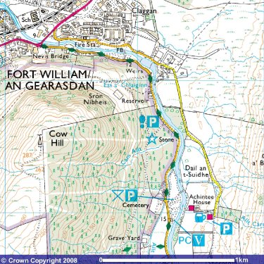 Fort William and northern Glen Nevis.