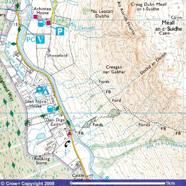 Achintee House to Allt na h-Urchaire (Red Burn), Glen Nevis and Ben Nevis, Scotland.