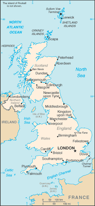 Location of Ben Nevis and Glen Nevis in Scotland, in northern Britain.
