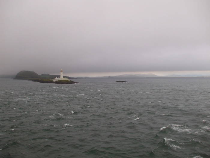 On board the ferry from Oban to Iona, crossing the Firth of Lorn and Loch Linnhe, passing Eilean Musdile and the Isle of Lismore.