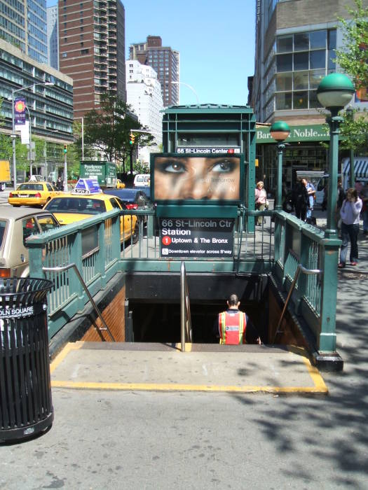 New York MTA subway entrance, Lincoln Center on Broadway at 66th Street, as seen in the movie Ghostbusters.