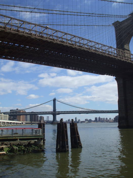 Brooklyn Bridge and Manhattan Bridge.