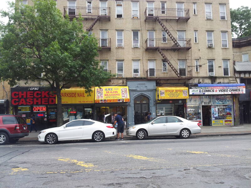 On Parkside Avenue near Sonia Greene's home in Flatbush, Brooklyn, New York.