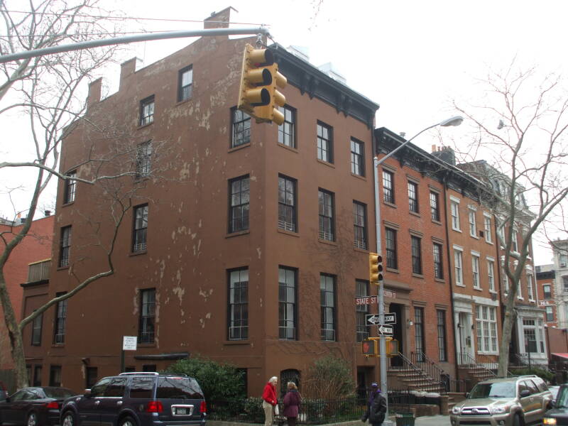 H.P. Lovecraft's home in Brooklyn, 169 Clinton Street, the southeast corner of Clinton and State.