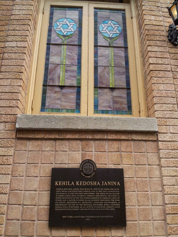 Kehila Kedosha Janina Romaniote synagogue on Broome Street on the Lower East Side.