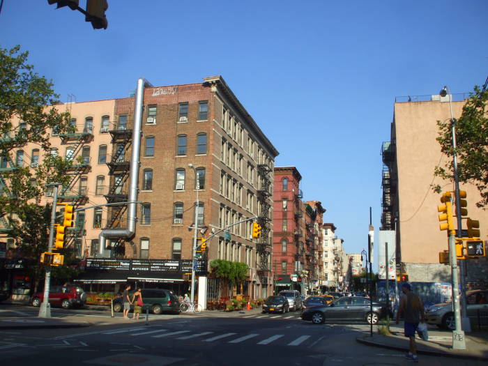 On Rivington Street crossing Allen.