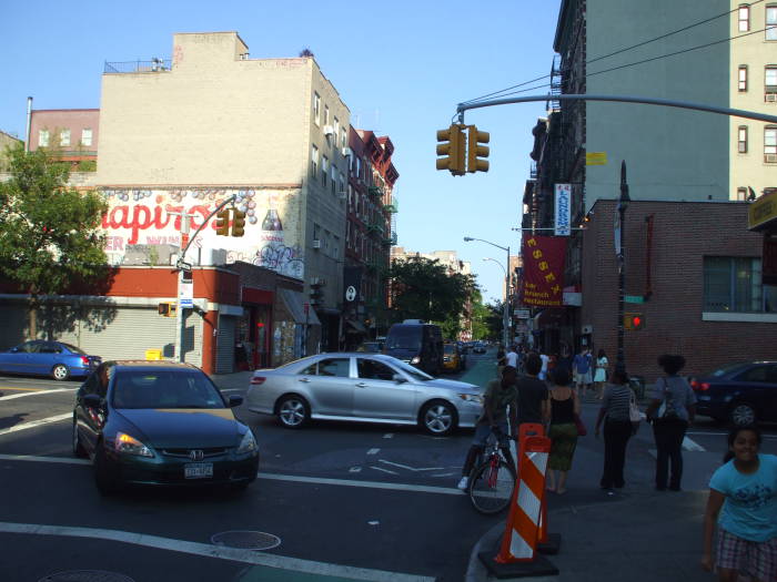 On Rivington Street looking east across Essex.